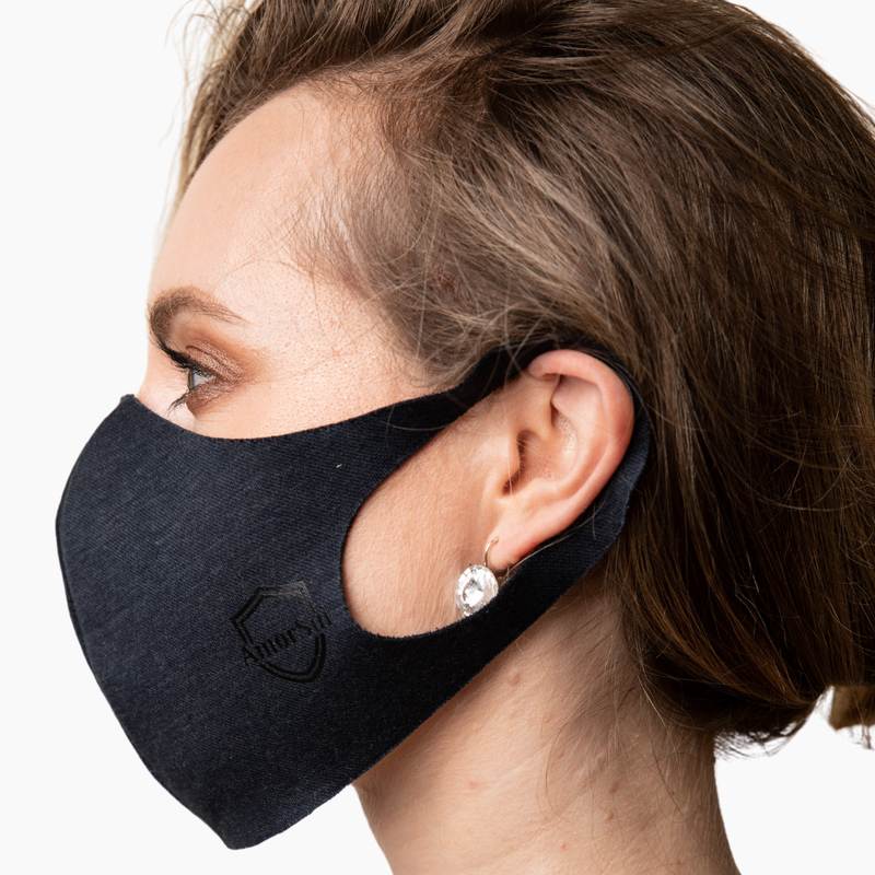 Up-close, side view of The Mary™ Fire-Resistant Face Mask