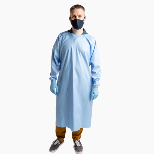 Medical professional wearing the Level 2 James™ Medical Gown for men & anitmicrobial face mask