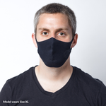 Dark Navy Fire-Resistant Face Mask, model wears size XL